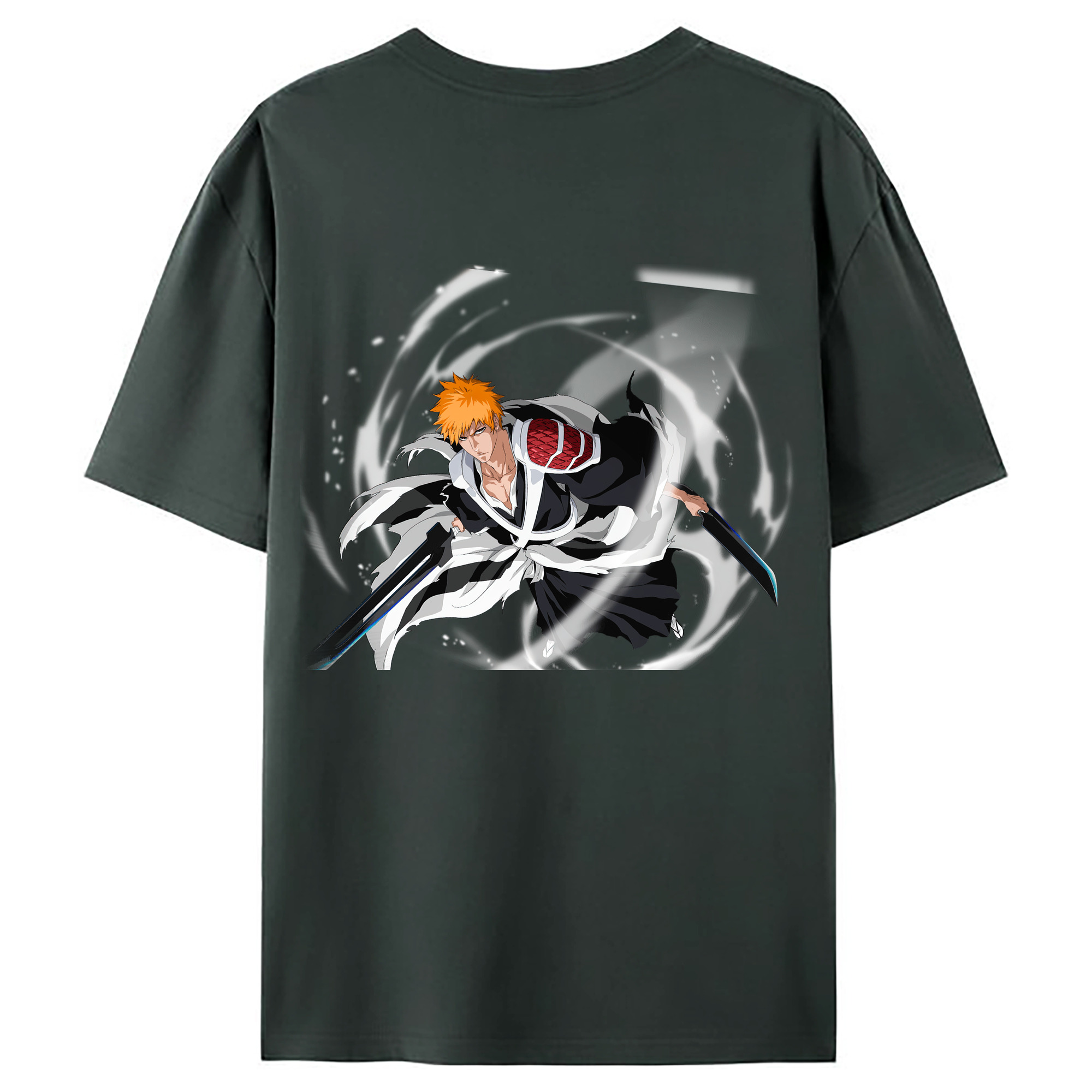 （画像用） ブリーチ 黒崎一護（くろさき いちご）BLEACH Kurosaki Ichigo 綿100％ メンズ半袖Tシャツ（バックプリント） 通気性